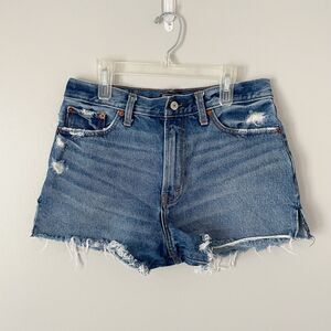 Abercrombie Size 28 Blue Frayed Annie High Rise Shorts Denim Jean